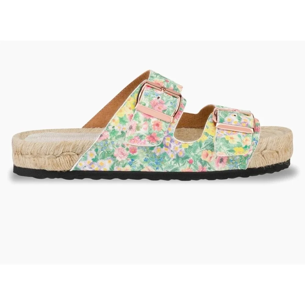 LoveShackFancy x Manebi Nordic Sandals Rainbow Skies Floral Suede Espadrille 39